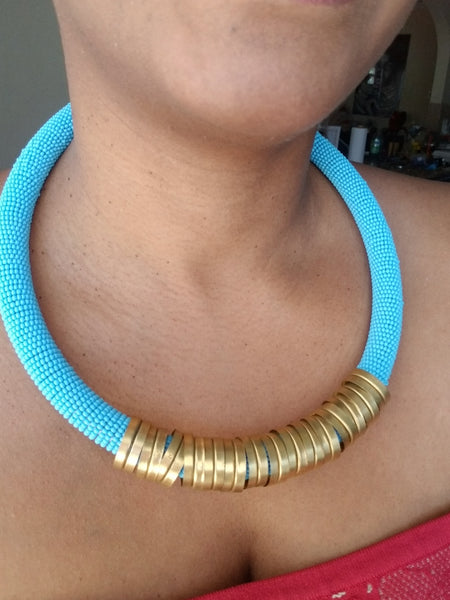 Neck Ring With Brass Ringlets Necklace - Zai & Ami Designs
