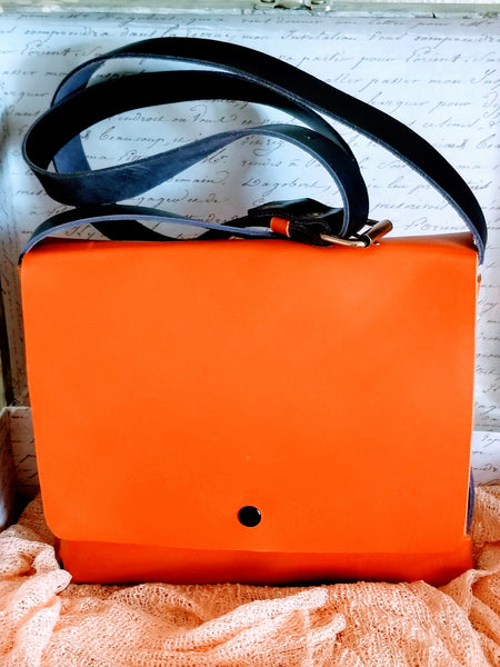 Orange & purple Leather satchel - Zai & Ami Designs