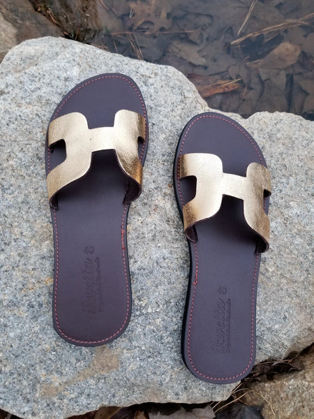 Heru Gold Leather Sandal - Zai & Ami Designs