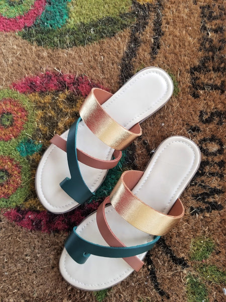 Metallic Cross Toe Sandal - Zai & Ami Designs