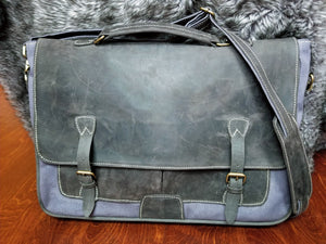 Leather Canvas Briefcase - Zai & Ami Designs