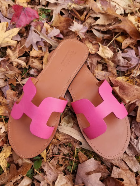 Heru Teal & pink Leather Sandal - Zai & Ami Designs