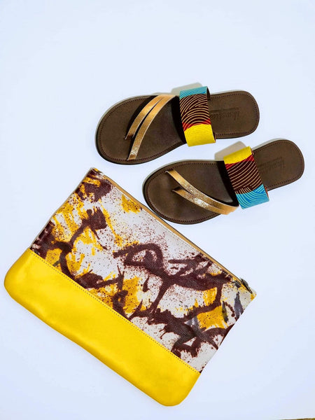 Aqua and Yellow Ankara Sandal - Zai & Ami Designs