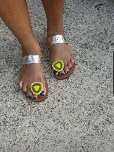 Beaded Button Toe Post  Sandals - Zai & Ami Designs